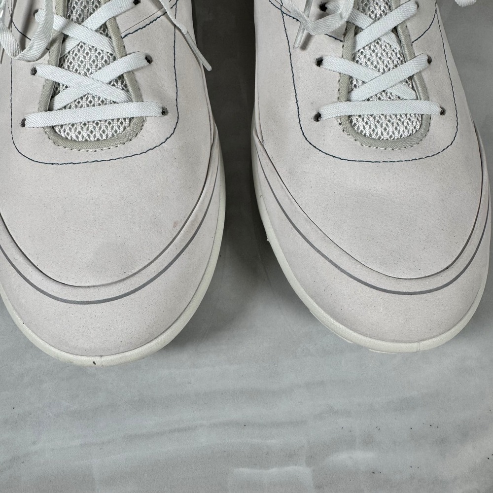 Ecco Leather Sneakers Off-White Teal Lace Up Comfort Casual EU 42 US 11/11.5 - Picture 3 of 12